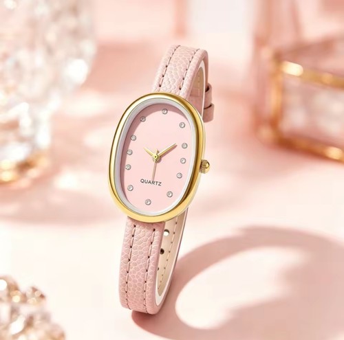 Women Casual Simple Business PU Leather Strap Oval Quartz Watch Student...
