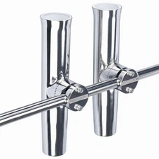 2Pcs Boat Fishing Rod Holder Clamp on 7/8"-1" Rail Mount Marine Stainless Steel