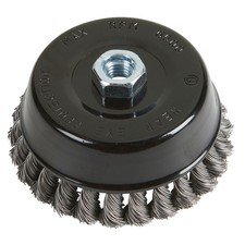 Klutch 5in. Industrial Twisted Wire Cup Brush for Angle Grinders, 5/8in.-11