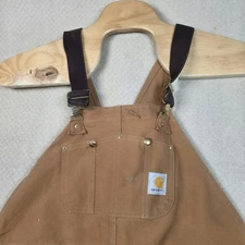 Carhartt R02 Bib Overalls Mens 44x30 USA Made Quilted Lined Insulated Brown Duck