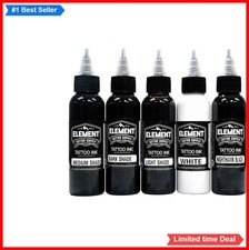 Grey Wash Tattoo Ink Set 5 Shades 2oz Black White Shading Blending Professional