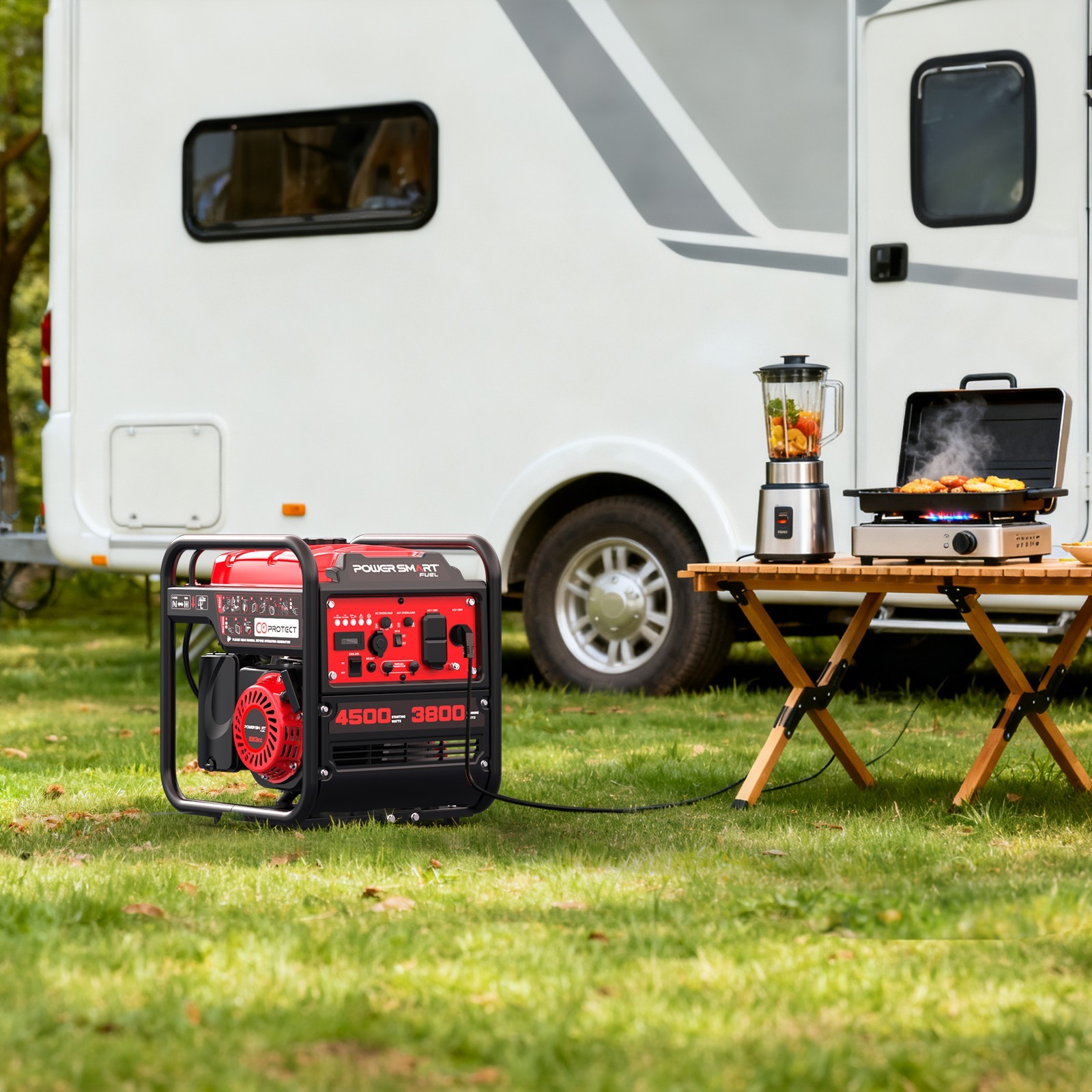 PowerSmart 4500W Gas Generator, 223cc 4-Cycle, CO Detect, RV, Emergency Back up