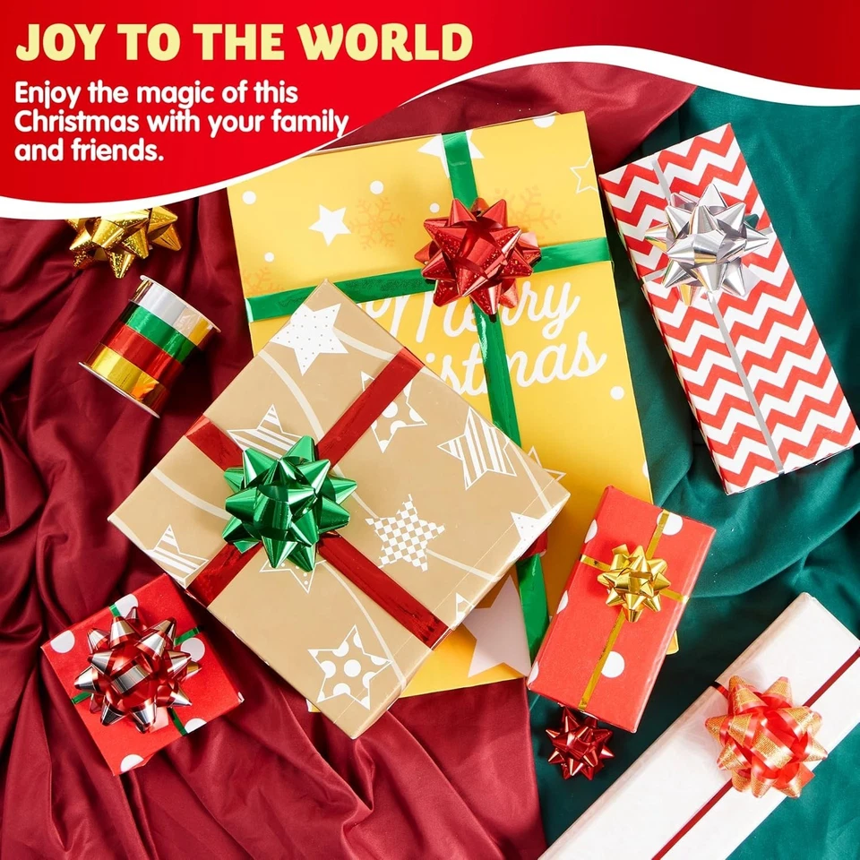 50 шт. рождественских бантов и подарочных лент с 48 самоклеящимися подарочными бантами и 2 рулонами. - Изображение 4 из 4