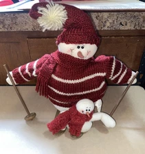 Snowman Skiing Among Friends Plush Christmas Decor 12”