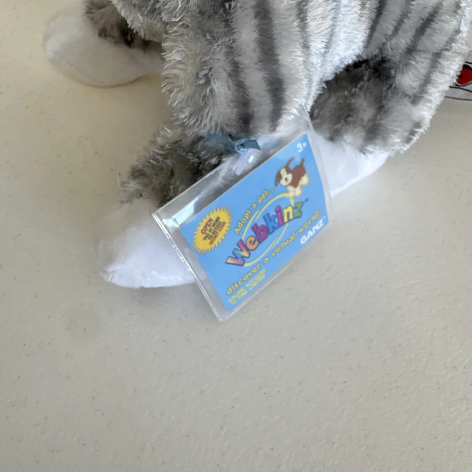 Webkinz Sterling Grey/Gray Cheeky Cat Plush Code New Condition Striped Cute - Image 2 of 4