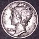 1917-D MERCURY SILVER DIME 10C