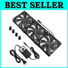 Dual Ball 3x120mm Fan AC Plug DC 12V High Airflow Cooling