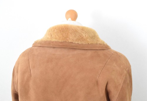 WOOLRICH Californian Lamb Suede Shearling Coat Size 42R/52R XL Vintage Camel USA - Picture 10 of 20