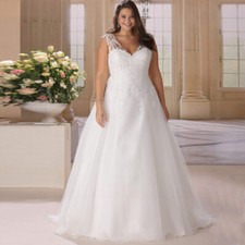 Elegant A-Line V-Neck Tulle Wedding Dresses Sleeveless Appliques Bridal Gowns-