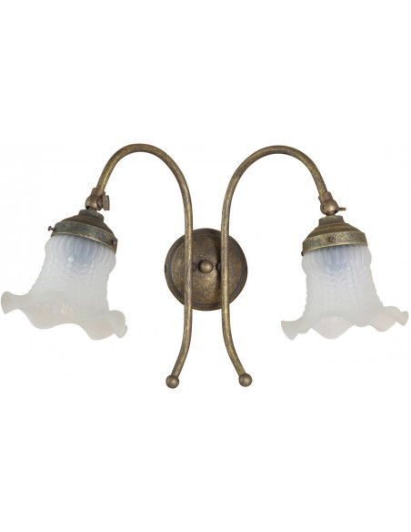 Applique Bagno Ottone 2 Luci Vetro Bianco | Offerta Arredo Casa