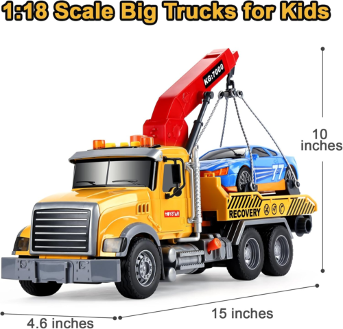 Tow Truck Toys for 3 4 5 6 7 Year Old Boys Big Construction Toy Trucks for Boys - Picture 6 of 7