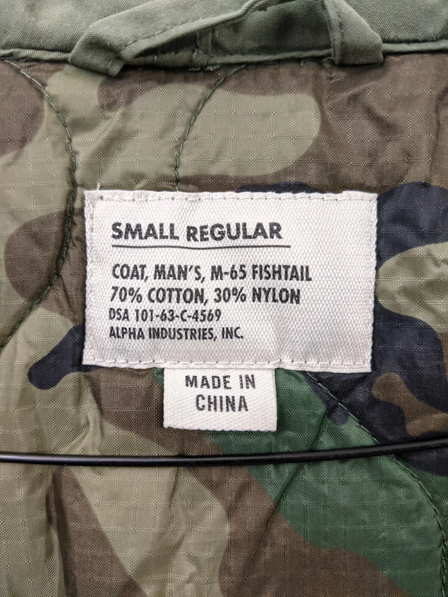 Fishtail Parka US Alpha Industries M65 Jacket Hooded Army Coat Mens Small