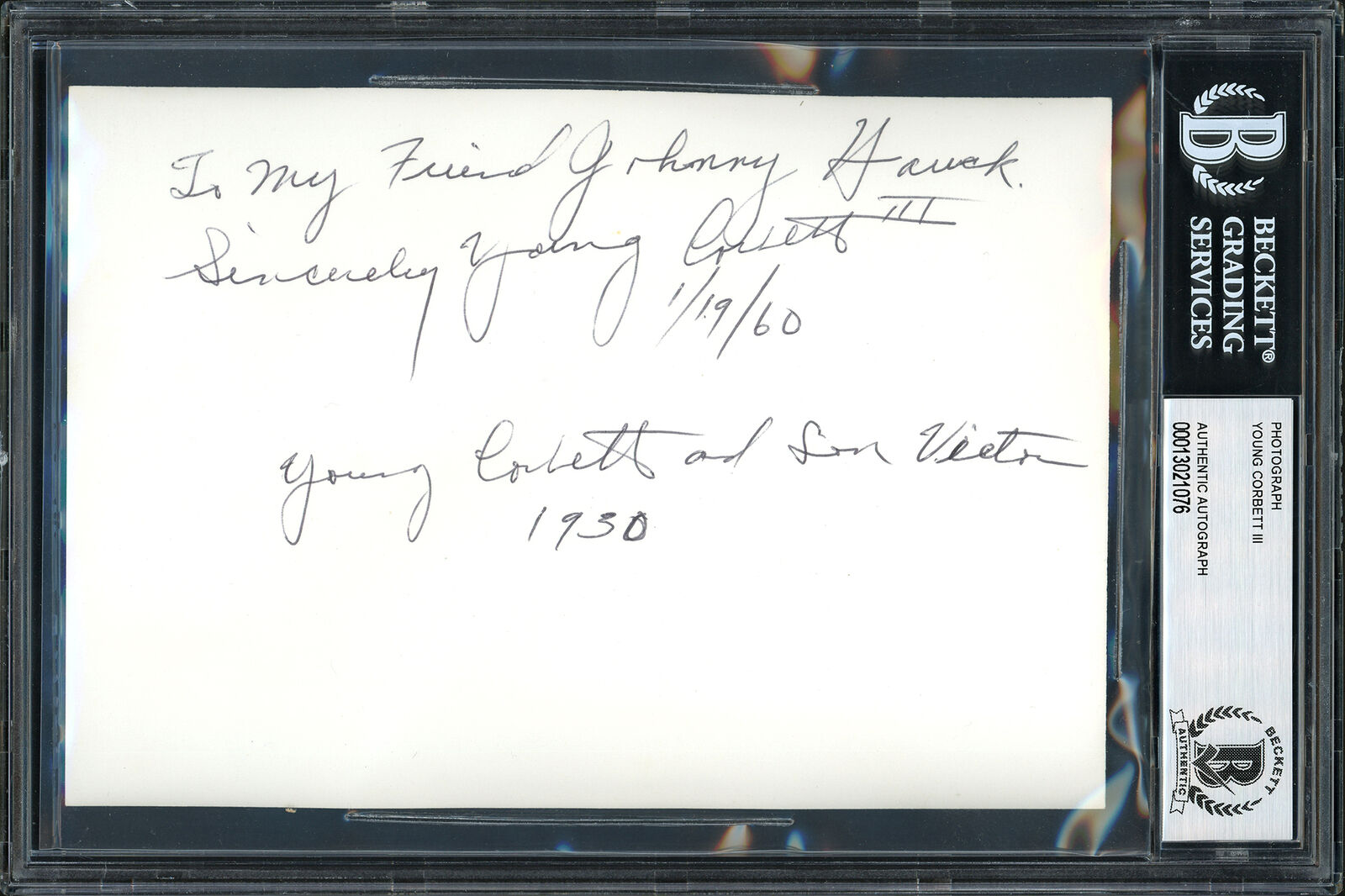 Young Corbett III Autographed Signed 5x7 Photo 
