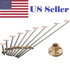 100mm - 600mm 3D Printer T8 8mm Lead Screw Rod Nut Z Axis Linear Rail Rail Bar