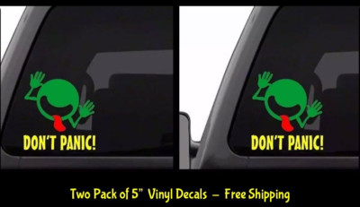 Hitchhiker's Guide to the Galaxy Don't Panic 2 Pk 5'' Vinyl Decals Car Window