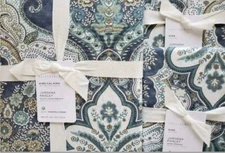 Pottery Barn JORDANA PAISLEY Duvet King/Cali King & Two King Shams Blue NWT
