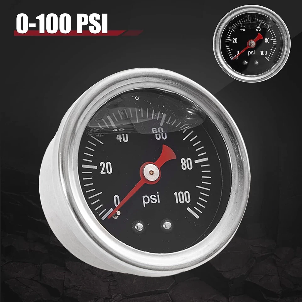 Universal Adjustable Fuel Pressure Regulator Kit 100psi Guage AN6 Fitting Black Foto 4 de 4