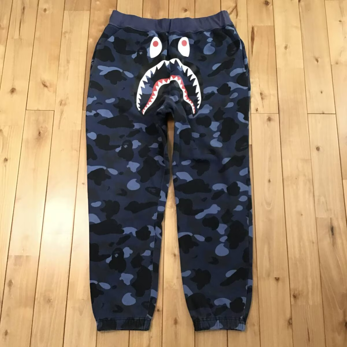BAPE Blue camo WGM shark sweat pants A Bathing Ape Size L | eBay
