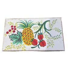 Vintage J CHE N & Co. Pineapple & Berry Stainless Steel Recipe Box ~ Made in USA
