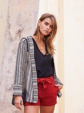 Sézane Kanya Jacket In écru Noir, Size 42, Nwot