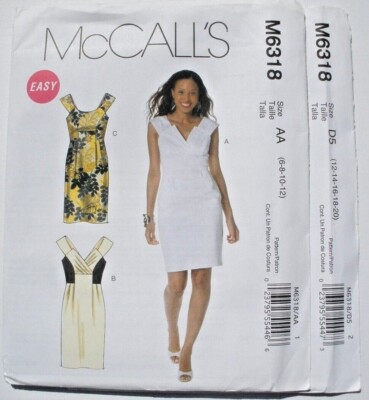 McCall's 6318 Misses' Fitted Sleeveless Dress w Pockets Pattern sz 6-12 or 12-20