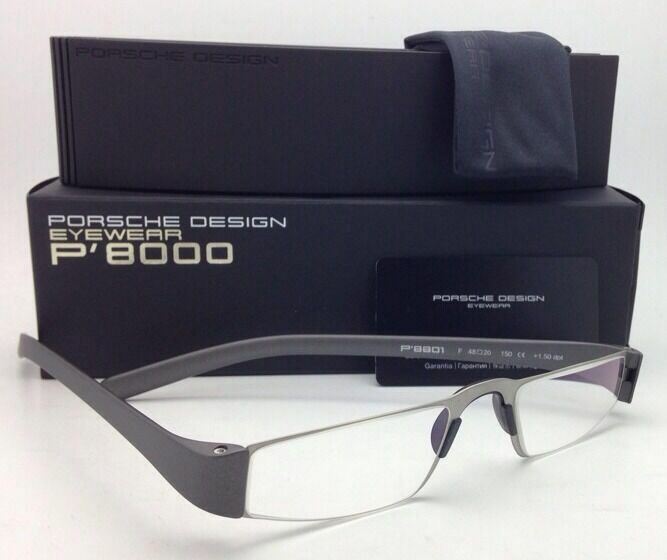 New Reader! PORSCHE DESIGN Eyeglasses P'8801 F 48-20 +2.50 Silver