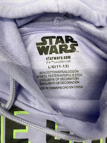 Star Wars Hoodie Teen Girls Fleece Pullover Baby Yoda Printed Sweatshirt Size L - Picture 7 of 9