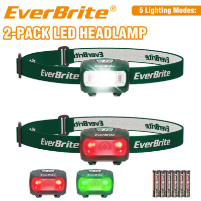 EverBrite 2-PACK LED Headlamp 5 Lighting Modes Flashlight Super Bright Head Lamp