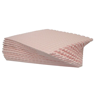 HTTMT 12X Gym Floor Mat 24x24 EVA Foam Interlocking Exercise Fitness Puzzle Floor Pink