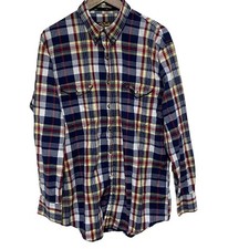 Walls Ranch Wear Shirt Mens L Blue Plaid Long Sleeve Button Front Western Cotton