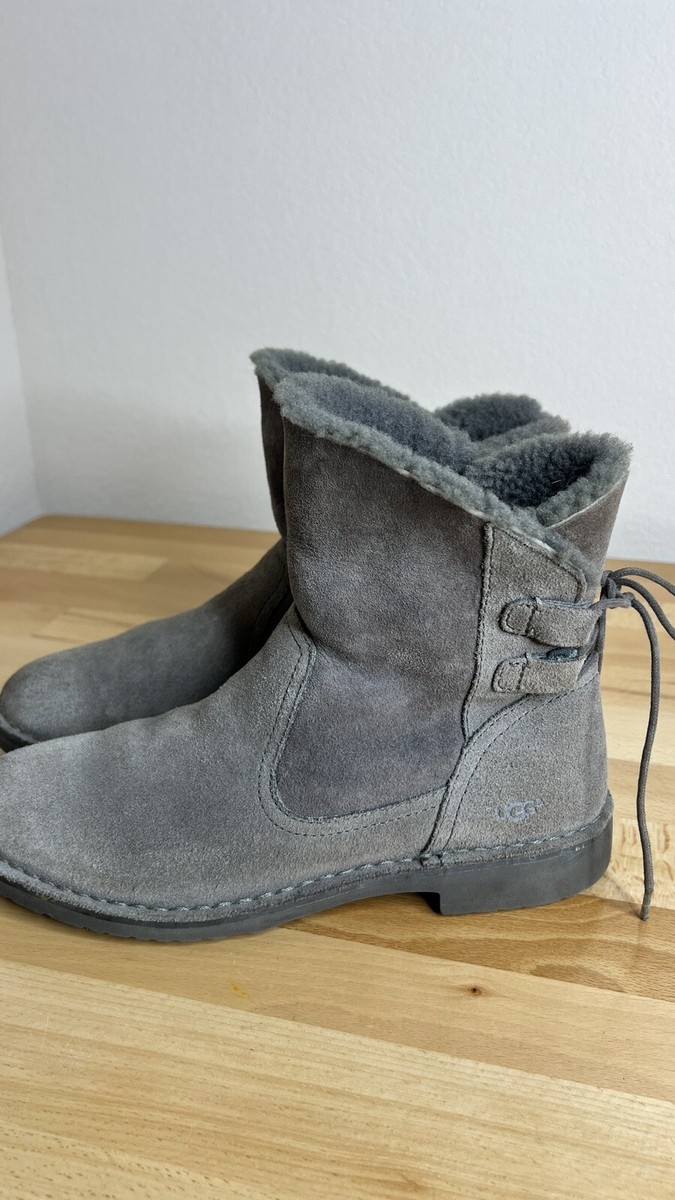 UGG Boots Womens Size Naiyah Ankle Winter 1020144 Gray Suede