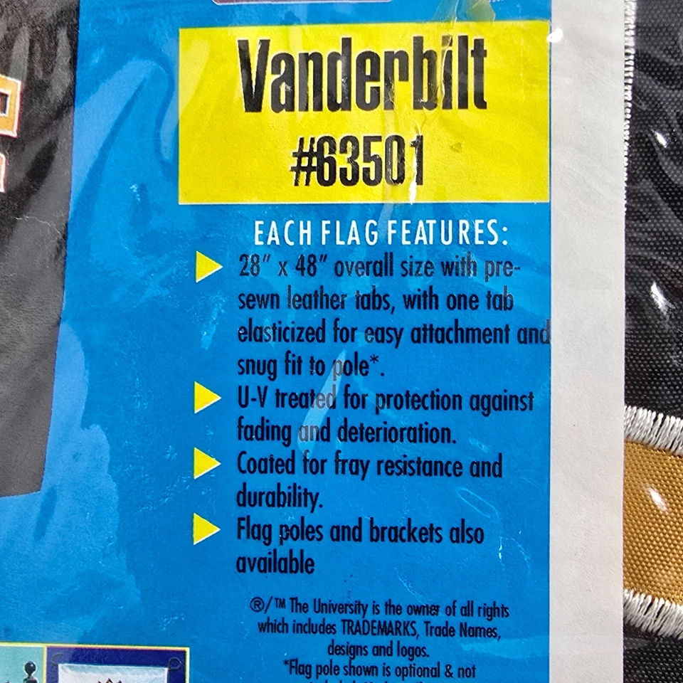 Vanderbilt University Commodores Garden House Flag Banner 28 x 48 NEW #63501 - Image 3 of 4