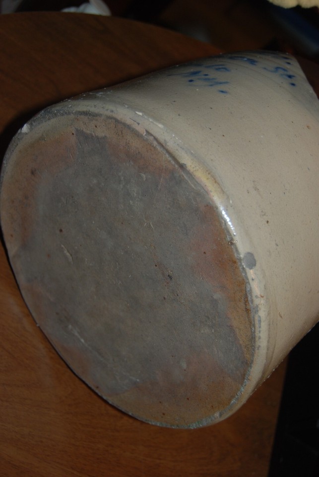 Antique Fisher Lyons NY stoneware jug 15" tall advertising Kendeko