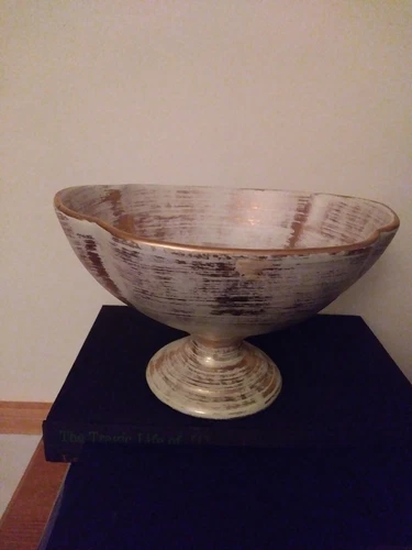 ROYAL HAEGER Gold Tweed 22K Footed Pedestal Bowl 5" x 7.5" x 6"