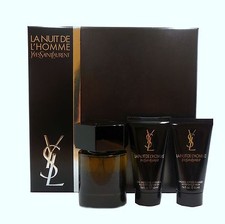 YSL LA NUIT DE L'HOMME 3 PIECE GIFT SET EAU DE TOILETTE SPRAY 100ML NIB-L5914400