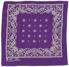 Vintage Purple Bandana PARIS All Cotton ColorFast RN13960 USA Flowers Selvedge