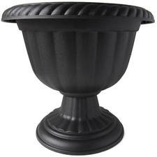 Set of 2 - 12" BLACK PLASTIC SPARTA URNS PLANTERS pots URN pedestal