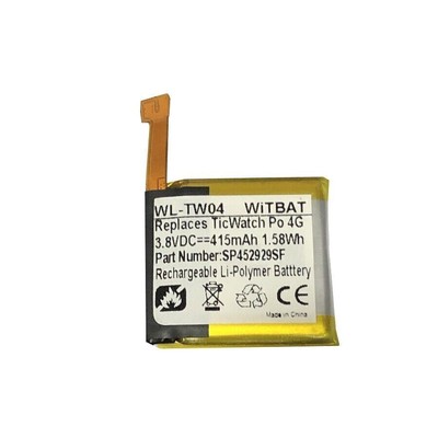 New Battery SP452929SF 1.6Wh 415mAh 3.8V for TicWatch Pro 4G Smartwatch