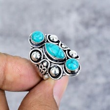 Turquoise Gemstone Handmade 925 Sterling Silver Ring Gift For Her Birthday