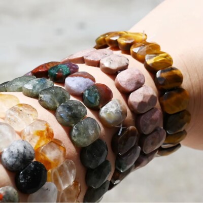 Naturstein facettiert *** Stretch Armband  flexibel dehnbar 17-20 cm