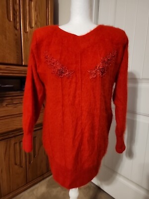 Vintage Women s Countdown Essess Fashion Angora/Nylon/Wool Red Sweater - Size S 