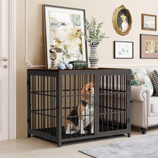 Extra Large Heavy-Duty Dog Crate Furniture End Table Three Door Removable Tray