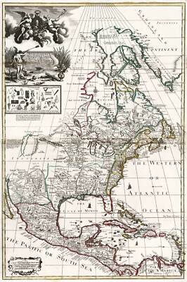 1717 Map of North America George Willdey Wall Art Poster Print Decor Home Office