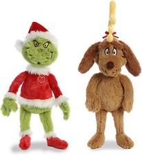 Aurora Plush Bundle of 2, Dr. Seuss Grinch Santa Max