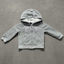 Baby GAP Sweatshirt 18-24 Months Gray Fleece Full Zip Hoodie 3D Logo Toddler EUC