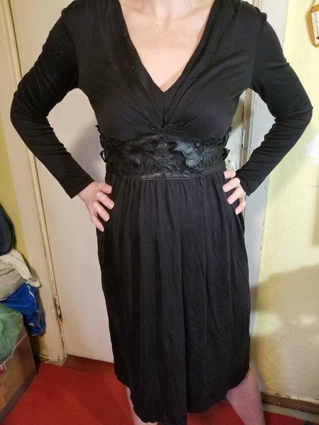 Women Cacharel Dress Black Silk 38 / M / 46