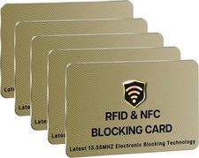 RFID Blocking Card - 5 Pack, Contactless NFC Credit Card ID Protection Safe Bank
