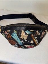 Nicole Miller vintage silk and leather belt bag 1991 Shoe Print *super Rare