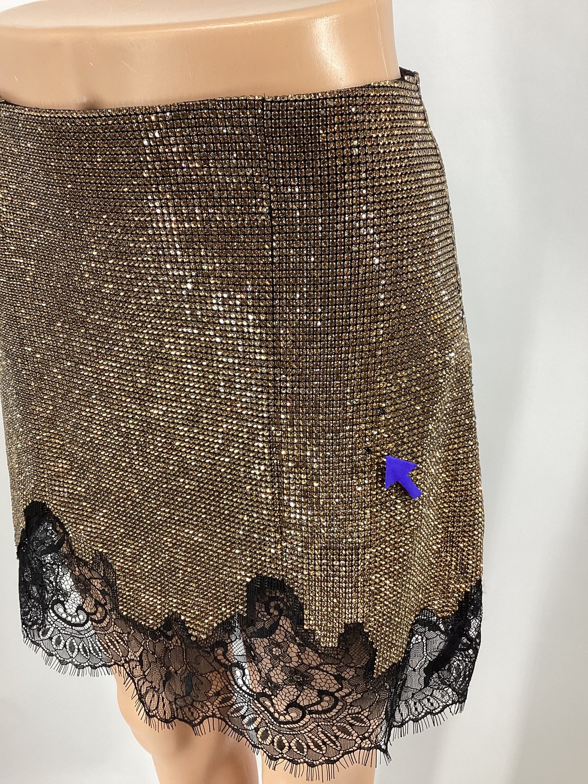 SELF-PORTRAIT WOMENS BROWN CRYSTAL CHAINMAIL MINI SKIRT UK 10 BROWN RRP £400 IB image 7