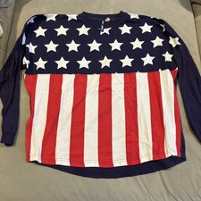 Basix Of America - CAPITÁN AMÉRICA - Camiseta Manga Larga Bandera Patriótica - L / XL